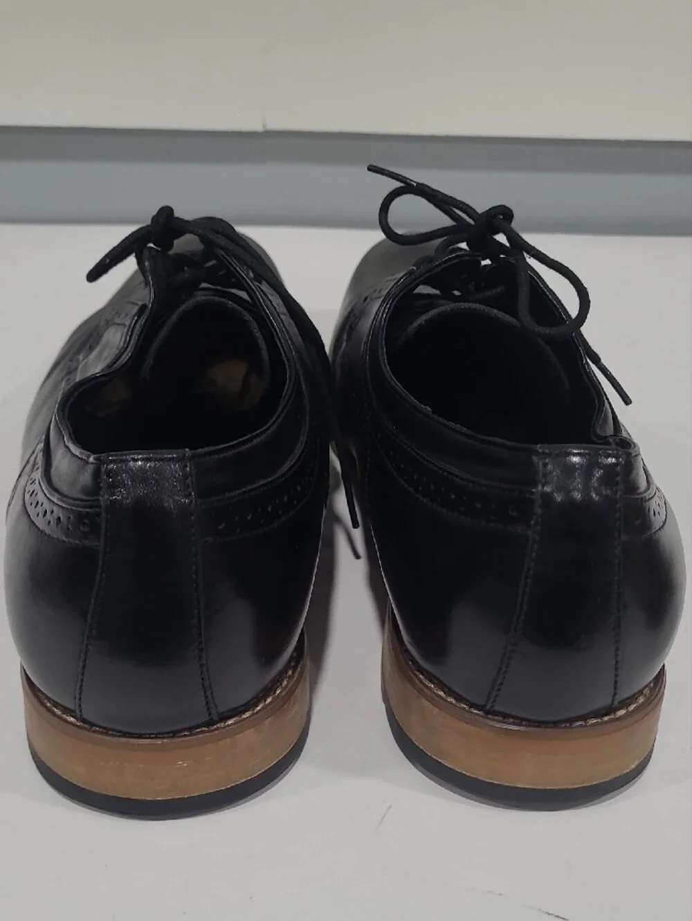 STACY ADAMS Classic Black Leather Cap-Toe Lace-Up Dress Shoes 10W